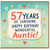 57th Birthday Card for Auntie, 57 Years of Sunshine Happy Birthday Wonderful Auntie Card