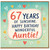 67th Birthday Card for Auntie, 67 Years of Sunshine Happy Birthday Wonderful Auntie Card