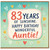 83rd Birthday Auntie Card, Happy Birthday Wonderful Auntie