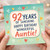 92nd Birthday Auntie Card, 92 Years of Sunshine Happy Birthday Wonderful Auntie Card