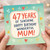 Mum 47th Birthday Card, 47 Years of Sunshine Happy Birthday Wonderful Mum