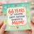 Mum 66th Birthday Card, 66 Years of Sunshine Happy Birthday Wonderful Mum