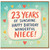 23rd Birthday Card for Niece, 23 Years of Sunshine Happy Birthday Wonderful Niece Card