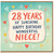 28th Birthday Card for Niece, 28 Years of Sunshine Happy Birthday Wonderful Niece Card