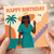 Happy Birthday Card for Her - Stylish Woman in Sun Hat and Sunglasses, Tropical Illustration, Chic Fashion Theme