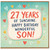 27th Birthday Card for Son, 27 Years of Sunshine Happy Birthday Wonderful Son Card