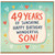 49th Birthday Card for Son, 49 Years of Sunshine Happy Birthday Wonderful Son