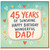 45th Birthday Card for Dad - Happy Birthday Wonderful Dad
