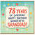 Granddad 78th Birthday Card, 78 Years of Sunshine Happy Birthday Wonderful Grandad