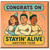 Funny Birthday Card - Congrats on Stayin' Alive Another Year - Party Hats & Confetti Cartoon - Humorous Card for Friends, Family or Colleagues