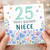 25th Birthday Card for Niece, Floral Happy Birthday Card