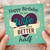 Funny Wife Birthday Card - Happy Birthday to My Wife From Your Better Half - Teal Heart and Ribbon Design - Romantic Humour Card for Her