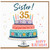 35th Birthday Card for Sister, Colourful Cake and Candles Happy Birthday Card