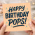 Happy Birthday Pops Card - Bold Retro Lettering with Stars - Fun Birthday Card for Dad