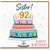 Sister 92nd Birthday Card, Happy Birthday Cake Design