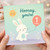 1st Birthday Card - Cute Bunny with Balloon and Sun - 'Hooray, you're 1 today!'