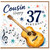 Cousin 37th Birthday Card, Musical Guitar Birthday Card