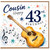 43rd Birthday Card for Cousin, Guitar and Music Notes Design