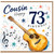 73rd Birthday Card for Cousin, Musical Guitar and Stars Birthday Card