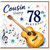 Cousin 78th Birthday Card, Musical Guitar Design