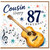 Cousin 87th Birthday Card, Happy Birthday Guitar Music Design