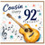 Cousin 92nd Birthday Card, Happy Birthday Musical Guitar Design