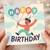 Happy Birthday Balloons Card - Playful Party Hat Character in the Clouds - Cheerful Illustrated Birthday Greeting for Kids or Adults