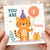 1st Birthday Card - Cute Tiger with Party Hat and Number 1 Balloon - 'YOU ARE 1 Today' Kids Birthday Card