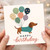 Happy Birthday Card - Cute Dachshund with Balloons in Cosy Jumper - Dog Lover Greeting