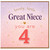 Great Niece 4th Birthday Card