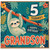 5th Birthday Card for Grandson, Cute Sloth Tropical Birthday Card