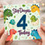 4th Birthday Card for Step Daughter, Cute Dinosaur 4 Today Card