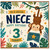3rd Birthday Card for Niece, Cute Monkey Tropical Birthday Card