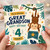 4th Birthday Great Grandson Card, Cute Monkey Jungle Happy Birthday Card