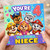 4th Birthday Card for Niece, Cute Cartoon Puppy Rescue Team Design