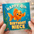 Niece 4th Birthday Card, Cute Fish Underwater Birthday Card