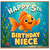 5th Birthday Card for Niece, Cute Goldfish Birthday Card