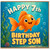 Step Son 7th Birthday Card, Cute Underwater Goldfish Birthday Card for Step Son