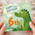 6th Birthday Card for Grandson, Cute Dinosaur Birthday Card