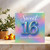 Sweet 16 Birthday Card - Rainbow Iridescent Pastel Stars Design - 145mm x 145mm Square - Happy 16th Birthday Card, Includes Kraft Envelope