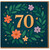 70th Birthday Card - Elegant Floral Wreath on Dark Teal, Bold Gold 70 - Milestone Seventieth Card for Mum, Dad, Grandad, Nan, Friend or Colleague