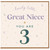 Great Niece 3rd Birthday Card, Lovely Little Great Niece You Are 3