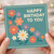 Happy Birthday To You Floral Card - Retro Flowers on Teal, Cheerful Daisy Bouquet - Versatile Greeting for Friends, Family, Colleagues