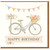 Happy Birthday Card - Bicycle with Flower Basket, Bunting and 'Happy Place' Sign - Cute Pastel Cycling Design for Friends and Family