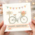Happy Birthday Card - Bicycle with Flower Basket, Bunting and 'Happy Place' Sign - Cute Pastel Cycling Design for Friends and Family