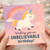 Unicorn Rainbow Birthday Card - 'Wishing You an UNBELIEVABLE Birthday' Cute Pastel Unicorn, Clouds and Rainbow Design