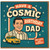 Cosmic Birthday Dad Card - Retro Teal Design with Yellow Three-Wheeler Car, Funny Birthday Card for Dad