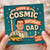 Cosmic Birthday Dad Card - Retro Teal Design with Yellow Three-Wheeler Car, Funny Birthday Card for Dad