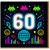 60th Birthday Card - Neon Retro Arcade and Disco Theme, Bright Colourful 60 Milestone Celebration Card