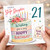 Step Daughter 21st Birthday Card, Lovely 21st Birthday Card with Cake Design